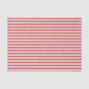 Papier Mousseline Traces horizontales rouges et blanches (petite éch