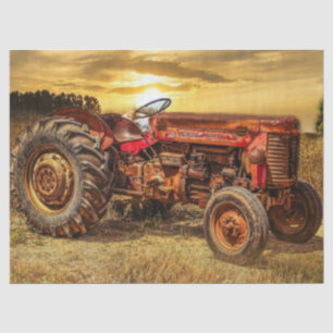 Papier Mousseline Tracteur rouge