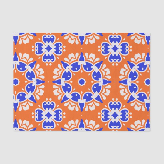 Papier Mousseline Traditionnel Ethnic Folk Imprimer Mosaïque Motif M (Recto)