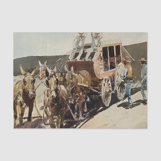 Papier Mousseline "Trail Drive" Western Art par Edward Borein (Recto)