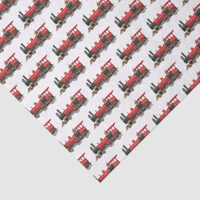 Papier Mousseline Train à vapeur rouge (Détail)
