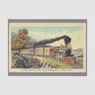 Papier Mousseline Train à vapeur Vintage coloré, Découpage