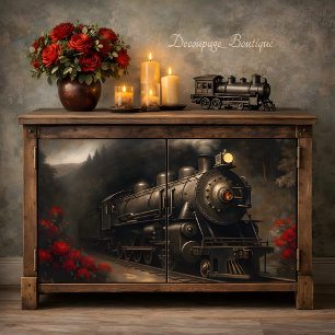 Papier Mousseline Train à vapeur vintage en découpage