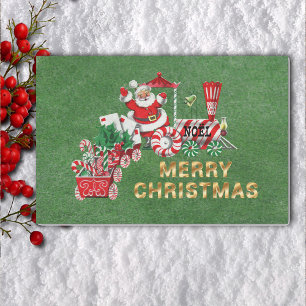 Papier Mousseline Train de Noël Peppermint Roues Père Noël Lettres