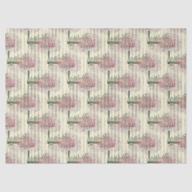 Papier Mousseline Train moteur à vapeur et découpage des rayures (Recto)