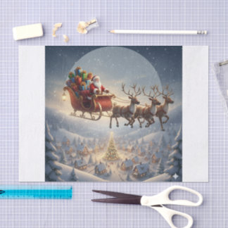 Papier Mousseline Traîneau du Père Noël, Noël 3D, Village d'Hiver, E