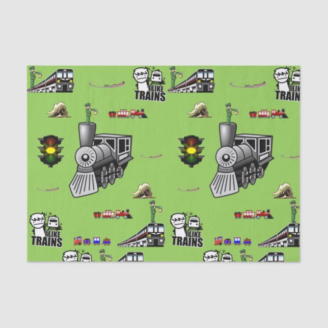 Papier Mousseline Trains en papier de tissu décoratif (Recto)