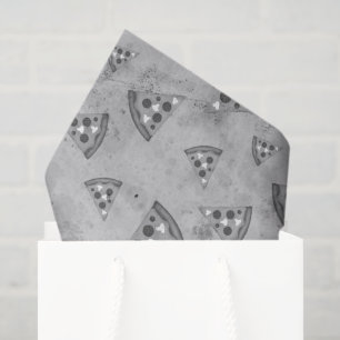 Papier Mousseline tranches de pizza cool vintage noir blanc gris mot