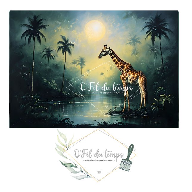 Papier Mousseline Tranquil Tropical Landscape with Giraffe (Créateur téléchargé)