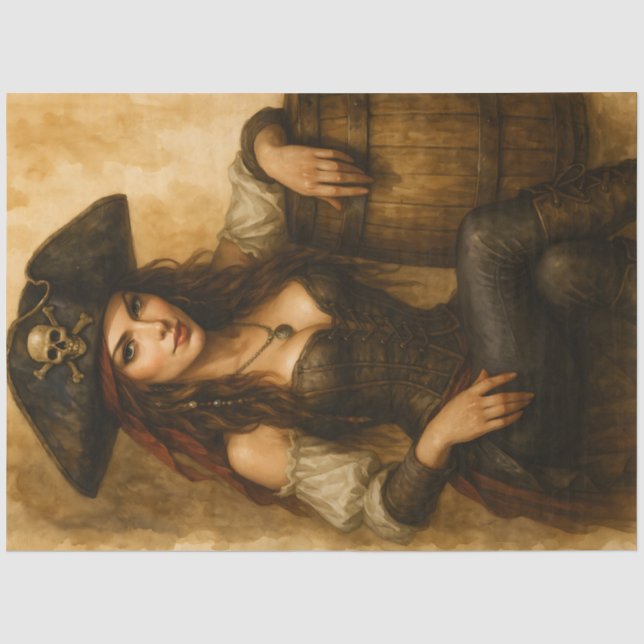 Papier Mousseline Treasurebound – Fantaisie de pin-up pirate gothiqu (Recto)