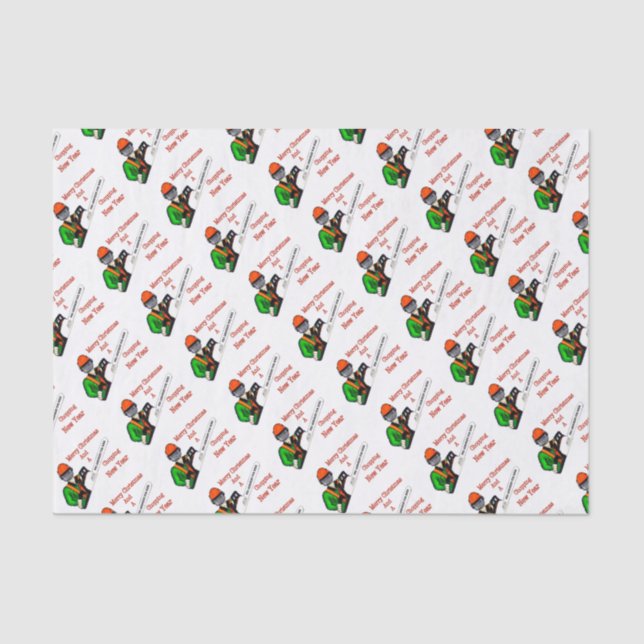 Papier Mousseline Tree Surgeon Arborist at work present Chainsaw (Recto)