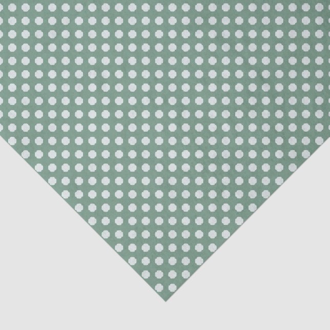 Papier Mousseline Trèfle Micro Point (Vert Clair Sur Vert) (Détail)