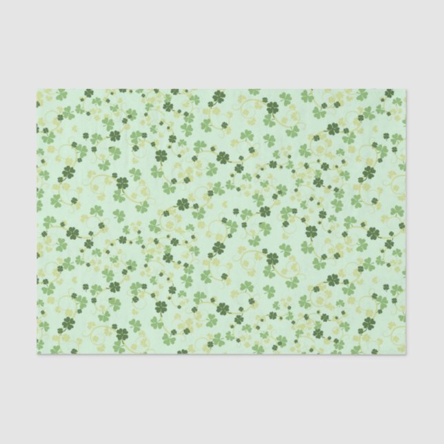 Papier Mousseline Trèfles à quatre feuilles verts Saint Patrick (Recto)