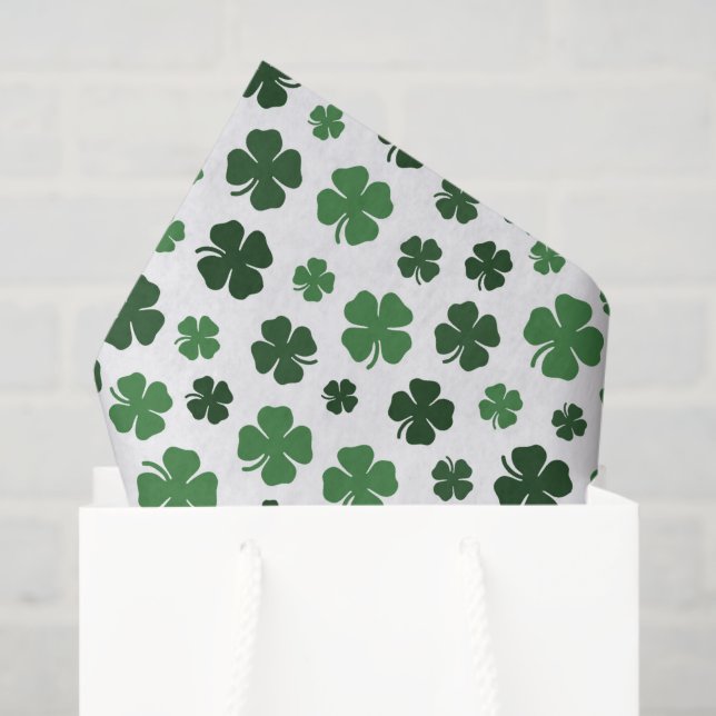 Papier Mousseline Trèfles de la Saint-Patrick verts blancs (Sac cadeau)