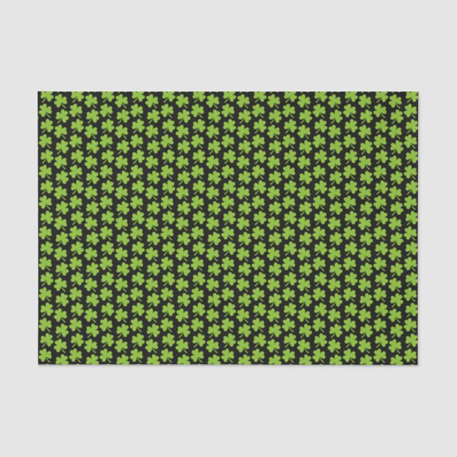 Papier Mousseline Trèfles légers Noir (Recto)