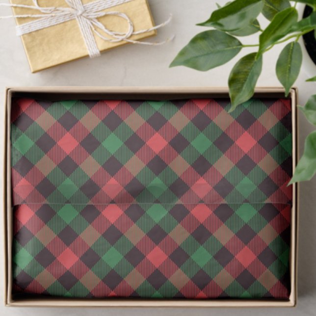 Papier Mousseline Trendy Red Green Plaid Tartan Tissue Paper (Trendy plaid tissue paper)