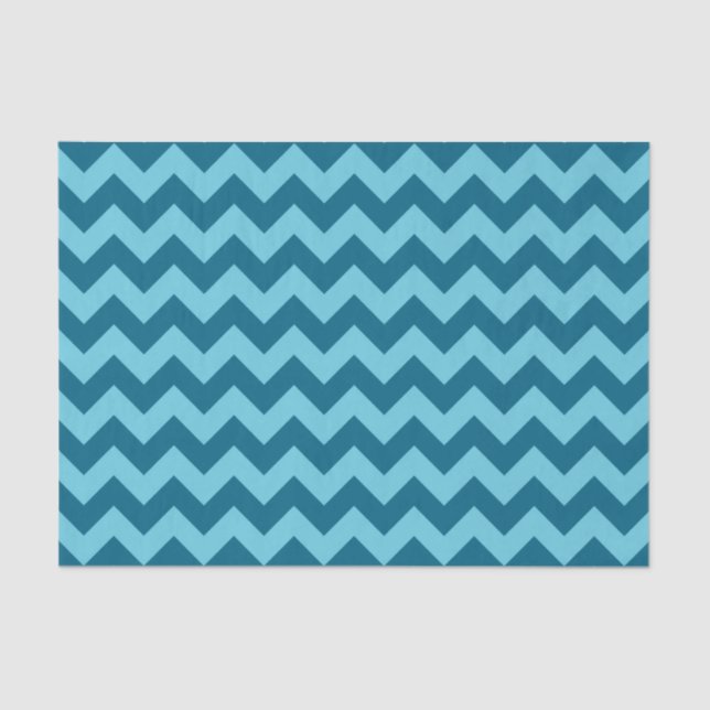 Papier Mousseline Trendy Shades of Blue Chevron Motif (Recto)