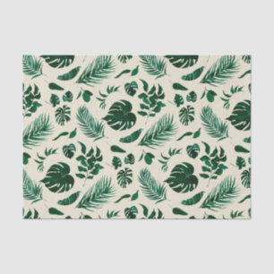 Papier Mousseline Trendy Tropical Foliage Vert Feuille Motif