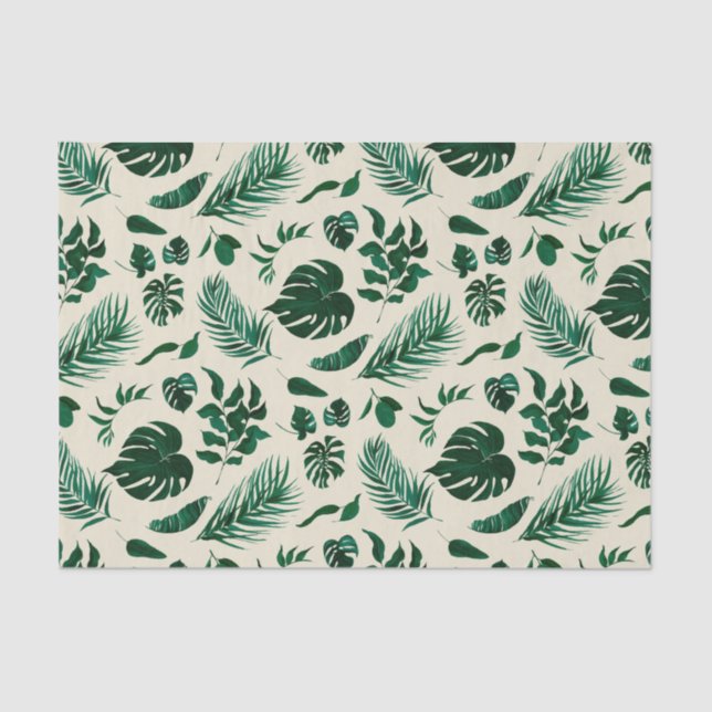 Papier Mousseline Trendy Tropical Foliage Vert Feuille Motif (Recto)
