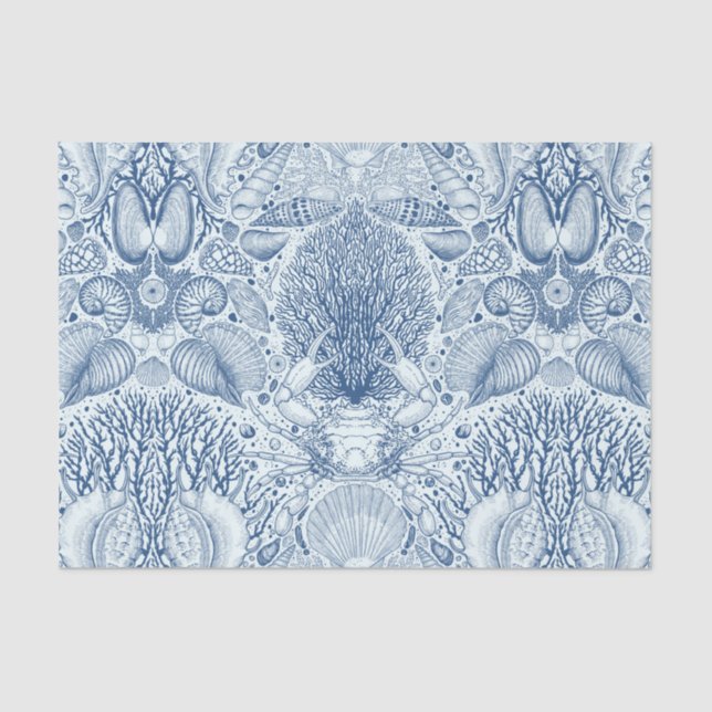 Papier Mousseline Trésors de plage en bleu (Recto)