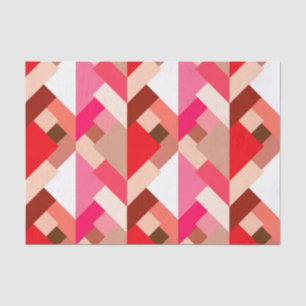 Papier Mousseline Triangles Abstraits modernes, Coral rouge et rose