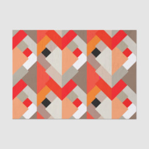 Papier Mousseline Triangles Abstraits modernes, orange, rouge et gri