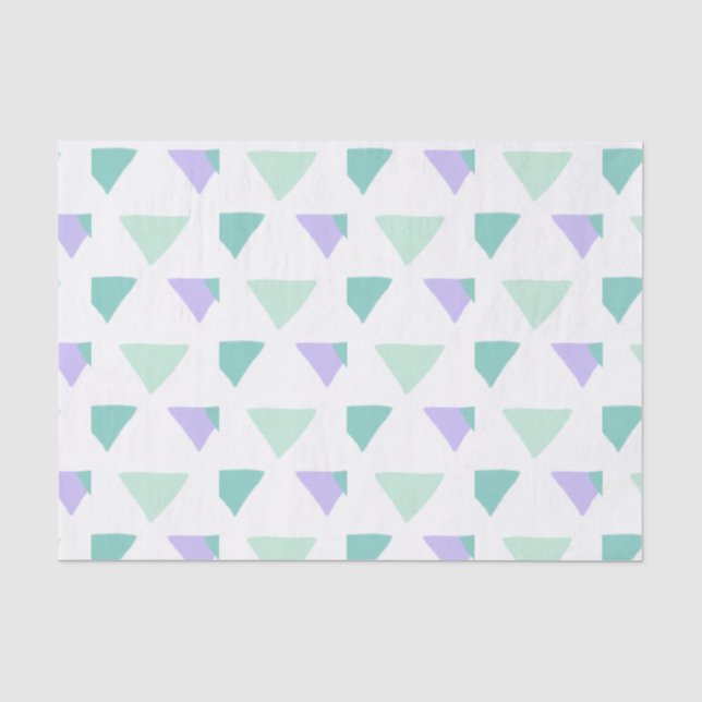 Papier Mousseline Triangles aquarelles | Vert et violet (Recto)