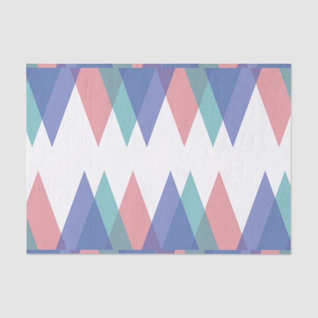 Papier Mousseline Triangles bleu et corail (Recto)