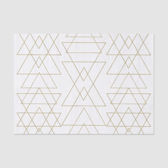Papier Mousseline Triangles dorés Chic Blanc Moderne Glamour (Recto)