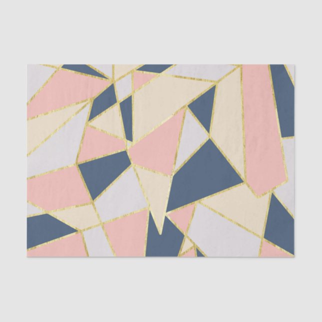 Papier Mousseline Triangles géométriques Girly avec de l'or de Faux (Recto)