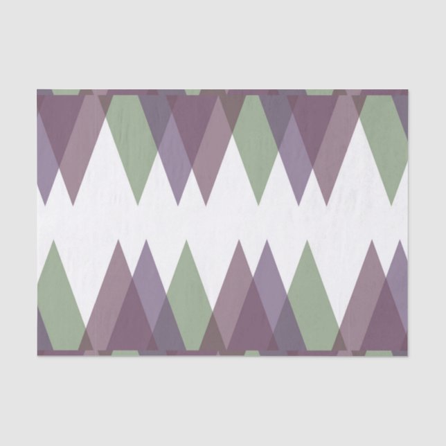 Papier Mousseline Triangles mauve et vert (Recto)