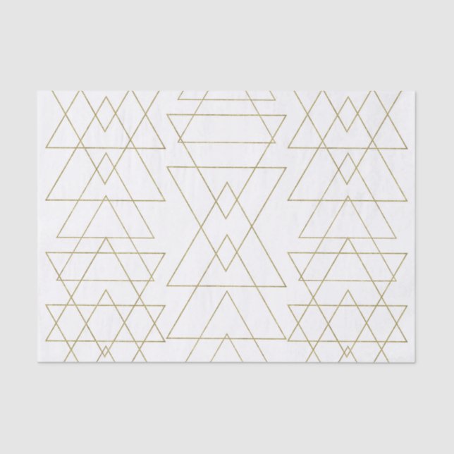 Papier Mousseline Triangles Or Chic Blanc Moderne Glamor (Recto)