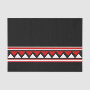 Papier Mousseline Triangles Tribaux Rouges