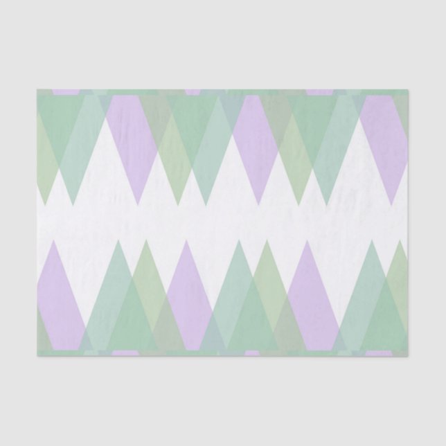 Papier Mousseline Triangles vert et lilas (Recto)