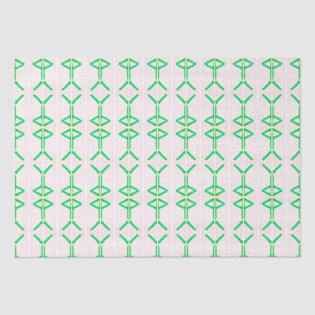 Papier Mousseline triangles verts et diamants (Recto)