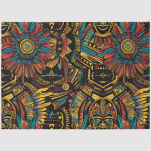 Papier Mousseline Tribal Turquoise "Aztec Dream" Tissu Cadeau
