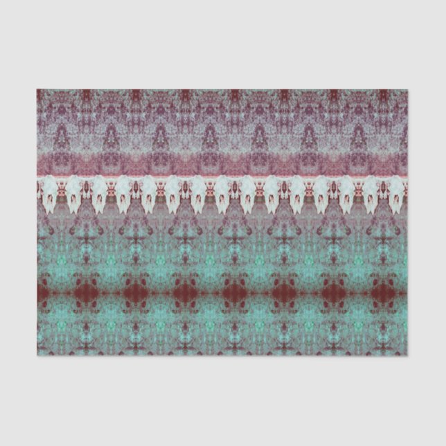 Papier Mousseline Tribal Western Motif Turquoise Bull Cow Skull Pays (Recto)