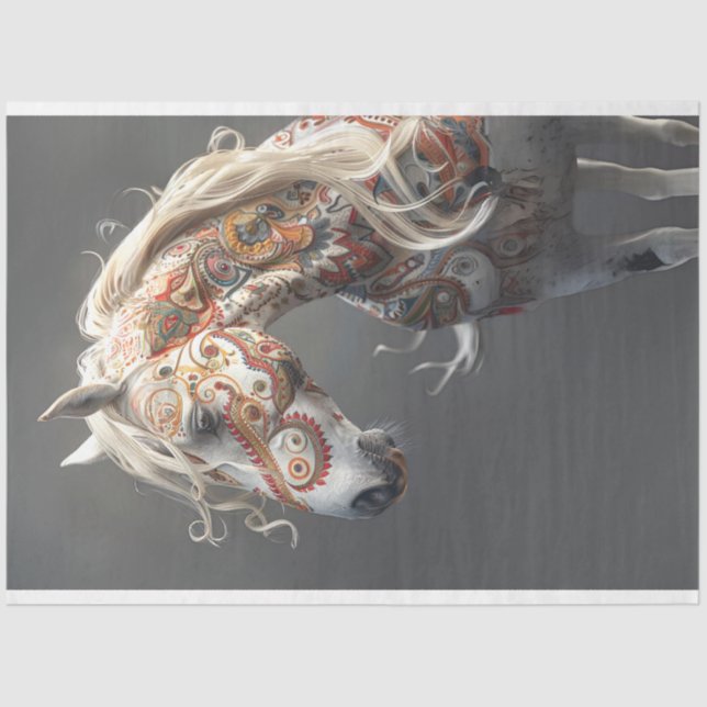 Papier Mousseline Tribunal Indian Painted Horse Series Decoupage (Recto)