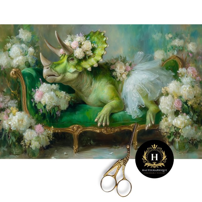 Papier Mousseline Tricératops de Whimsical Découpage de Ballerina fl (Créateur téléchargé)