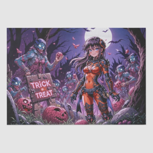Papier Mousseline Trick ou traiter Halloween Zombies distribuer le c (Recto)