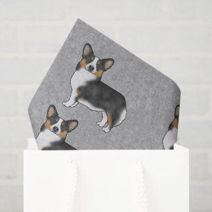 Papier Mousseline Tricolore noir Pembroke Welsh Corgi Motif