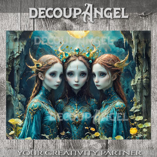 Papier Mousseline Trio de la nymphe lunaire - Découpage -