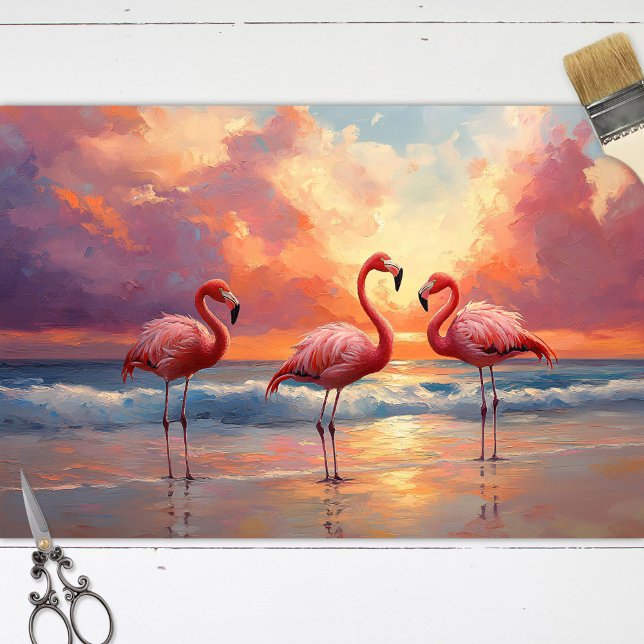 Papier Mousseline Trio Flamant rose sur la page Découpage plage (Créateur téléchargé)