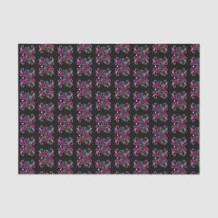 Papier Mousseline Triple Jour Noir Des Crânes Morts Roses Rose
