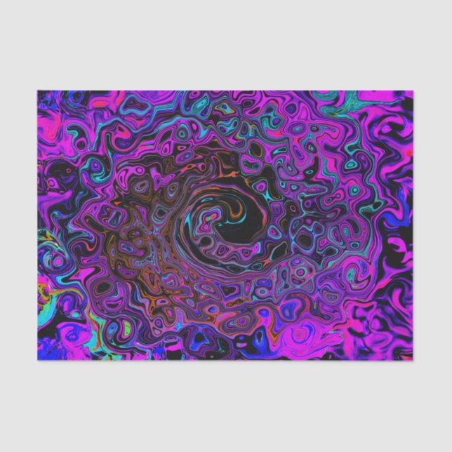 Papier Mousseline Trippy Black et Magenta Retro Liquid Swirl (Recto)