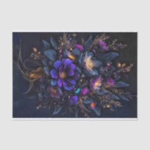 Trois fleurs sombres parsemées d'étincelles dorées