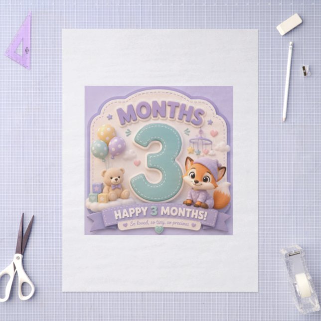 Papier Mousseline Trois Mois de Découverte – Bébé Milestone Little  (Artisanat)