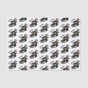 Papier Mousseline Trois Puffins Adorablement Friendly Baignade Carto