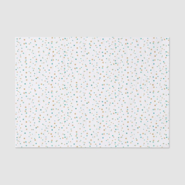 Papier Mousseline Tropical Beach Coastal Turquoise et points Brown (Recto)