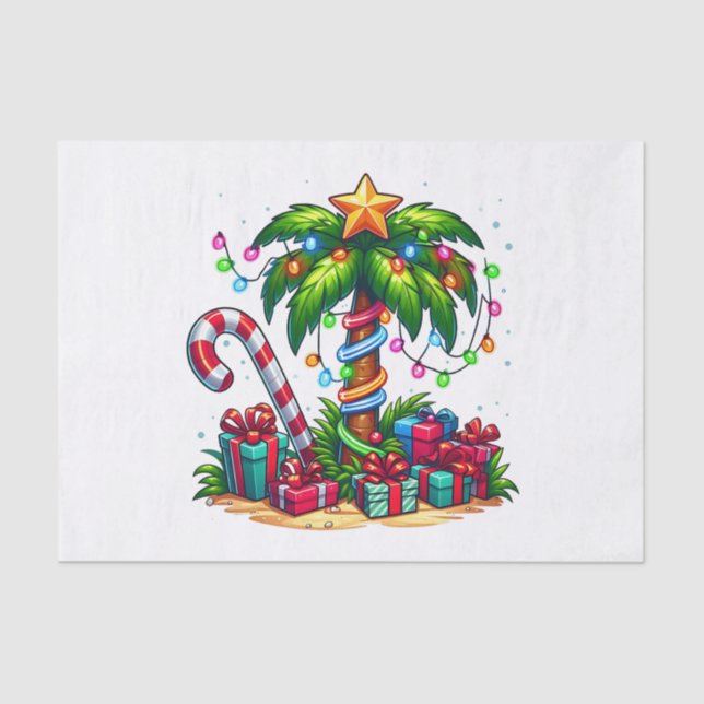 Papier Mousseline Tropical Christmas Holiday Palm Tree (Recto)